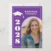 パープルフォト卒業パーティー招待状 招待状 (正面)