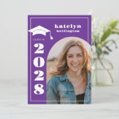 パープルフォト卒業パーティー招待状 招待状 (スタンド正面)