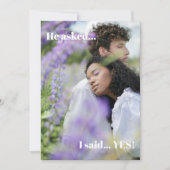 パープルフォト婚約パーティ招待状 招待状 (正面)