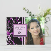 パープルフォト18thバースデーパーティ招待状 招待状 (スタンド正面)