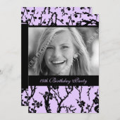 パープルフォト18thバースデーパーティ招待状 招待状 (正面/裏面)