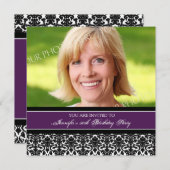 パープルフォト50thバースデーパーティ招待状 招待状 (正面/裏面)