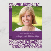 パープルフォト60thバースデーパーティ招待状 招待状 (正面/裏面)