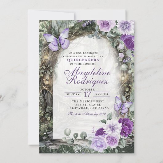 パープルフォレお洒落ストキンセアニェラ 招待状 (正面)