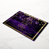 パープルフォレストライトエレガントなウェディングフォト金ゴールド 箔招待状 (回転した状態)