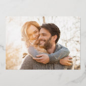 パープルフォレストライトエレガントなウェディングフォト金ゴールド 箔招待状 (裏面)