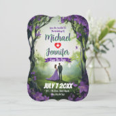 パープルフォレ結婚ストのカスタム写真日付の保存 招待状 (スタンド正面)