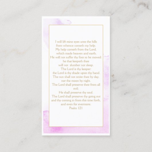 パープルフォーエバーで私たちのハート葬儀祈りの言葉カード 名刺 (裏面)