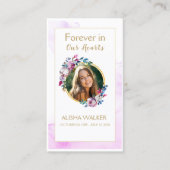 パープルフォーエバーで私たちのハート葬儀祈りの言葉カード 名刺 (正面)