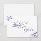 パープルフォーマルフローラフラットサンキューカード サンキューカード (正面/裏面)