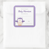 パープルフクロウの女の子蔵書票シール スクエアシール (バッグ)