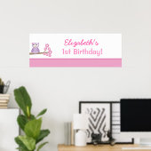 パープルフクロウカスタム誕生日バナーポスタープリント ポスター (ホームオフィス)