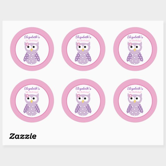 パープルフクロウガールラウンドカスタムフェイスステッカー ラウンドシール (シート)