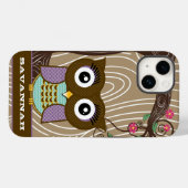 パープルフクロウ木目ツリージグザグカラーの選択 Case-Mate iPhoneケース (裏面 (横))