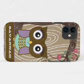 パープルフクロウ木目ツリージグザグカラーの選択 Case-Mate iPhoneケース (裏面(横))