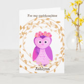 パープルフクロウ秋誕生日ゴドーター カード (黄色い花)