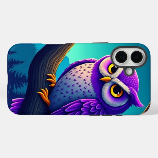 パープルフクロウ電話ケース Case-Mate iPhoneケース (裏面 (横))