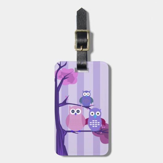パープルフクロウ ラゲッジタグ (正面縦)
