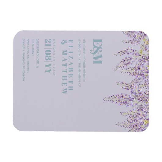 パープルフステリアセージフローラ庭園の結婚式 マグネット (横)