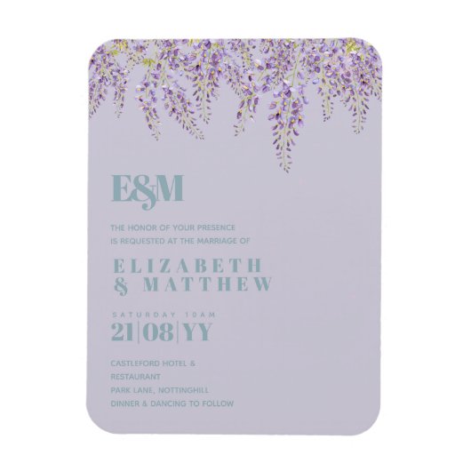 パープルフステリアセージフローラ庭園の結婚式 マグネット (縦)