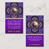 パープルフラクタル癒しエネルギーホリスティックニューエイジ 名刺 (正面/裏面)