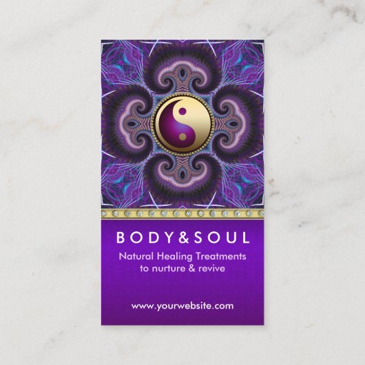 パープルフラクタル癒しエネルギーホリスティックニューエイジ 名刺 (裏面)