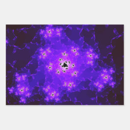 パープルフラクタル紙シートセット ラッピングペーパーシート