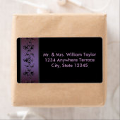 パープルフラワーつる植物ブラック住所 シール (インサイチュ)