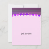 パープルフラワーとストライプ誕生日招待状 招待状 (裏面)