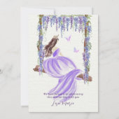 パープルフラワーの水彩画 キンセアニエラの招待状 招待状 (裏面)