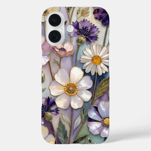 パープルフラワーのiPhoneケース　淡い色の花柄 Case-Mate iPhoneケース (裏面)