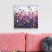 パープルフラワーアートランドスケープデザイン キャンバスプリント (インサイチュ (リビング))