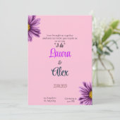 パープルフラワーインスピレーションウェディング招待状 招待状 (スタンド正面)