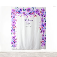 パープルフラワーウェディングフォトブースの背景