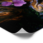 パープルフラワーオンレッドウッドバー ポスター (角)