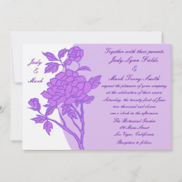 パープルフラワーカスタムウェディング招待状 招待状