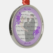 パープルフラワーカスタムオーナメントラウンドシルバー メタルオーナメント (右)