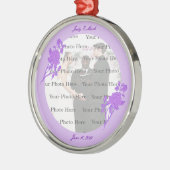 パープルフラワーカスタムオーナメントラウンドシルバー メタルオーナメント (左)