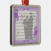 パープルフラワーカスタムズスクエアシルバーオーナメント メタルオーナメント (右)