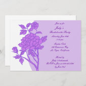 パープルフラワーカスタムバチェロレッテ招待状 招待状 (正面/裏面)