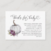 パープルフラワーカボチャ赤ちゃんシャワーブックリクエスト エンクロージャーカード (正面)