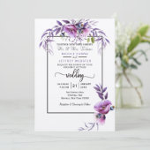 パープルフラワーカントリーウェディング招待状 招待状 (スタンド正面)