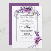 パープルフラワーカントリーウェディング招待状 招待状 (正面/裏面)