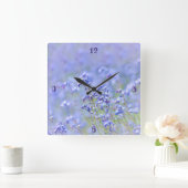 パープルフラワーカントリー牧草地サマーガーデン スクエア壁時計 (ホーム)