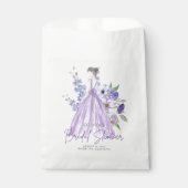 パープルフラワーガウンブライダルシャワーありがとう フェイバーバッグ (正面)