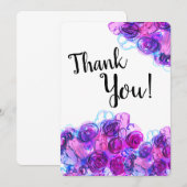 パープルフラワーサンキューフラットカード サンキューカード (正面/裏面)