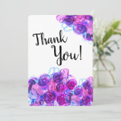 パープルフラワーサンキューフラットカード サンキューカード (スタンド正面)