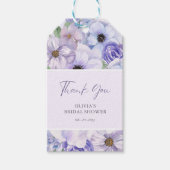 パープルフラワースクリプトブライダルシャワーありがとう ギフトタグ (正面)