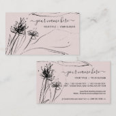 パープルフラワースケッチエレガントな手描き紙 名刺 (正面/裏面)