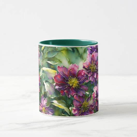 パープルフラワーズガーデンフローラマグカップ マグカップ (中央)